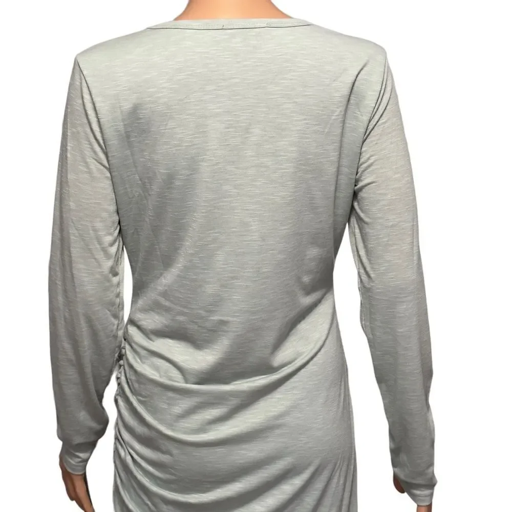 BTFBM Ruched Bodycon Long Sleeve Wrap Style Dress MEDIUM